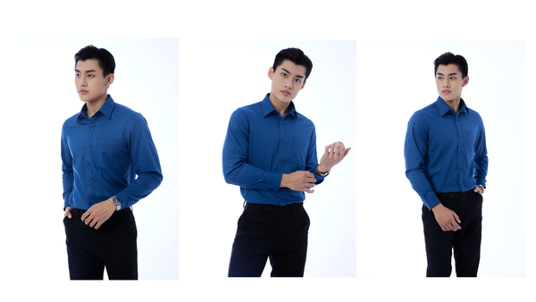 Tạo dáng chụp ảnh với áo sơ mi nam - Belluni