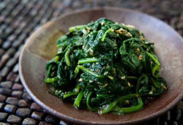 Simple, fast with less than 3 minutes of cooking time, this Stir Fry Spinach dish is so quick and tasty