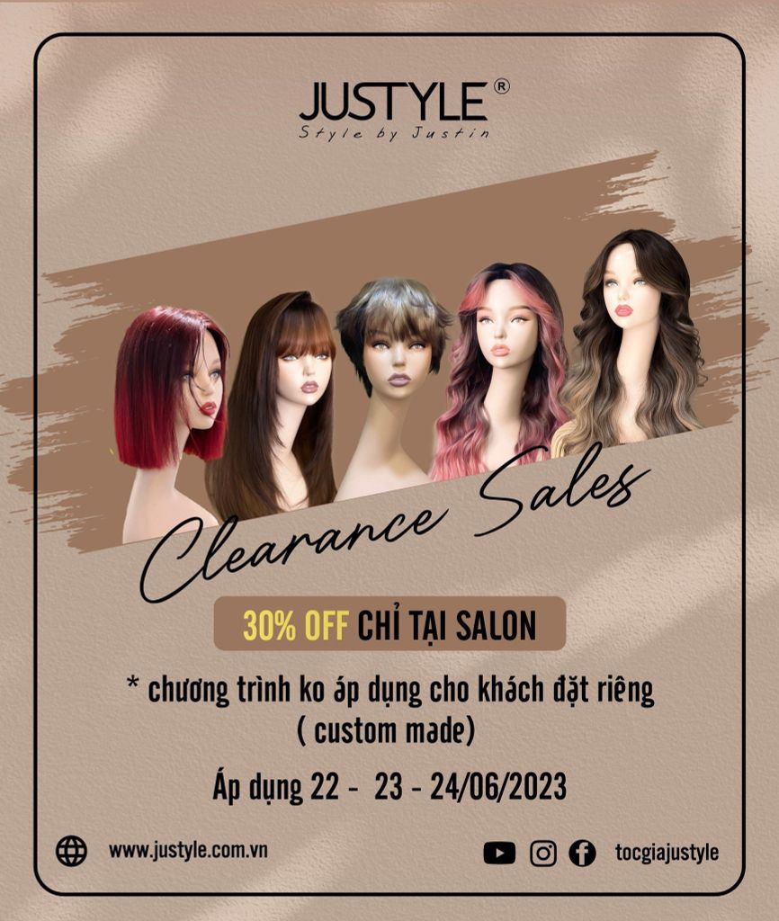 Tóc Giả JUSTYLE | Chương Trình Giảm Giá 30% Tại Salon