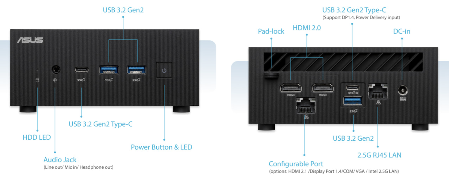 Máy tính ASUS mini PC PN64 chip Intel Core i3-12500H Barebone - PN64-B-S5188MD