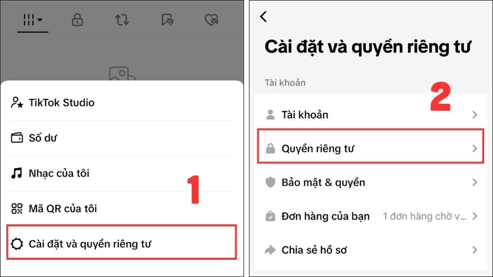 Chọn Cài đặt và quyền riêng tư > Quyền riêng tư.