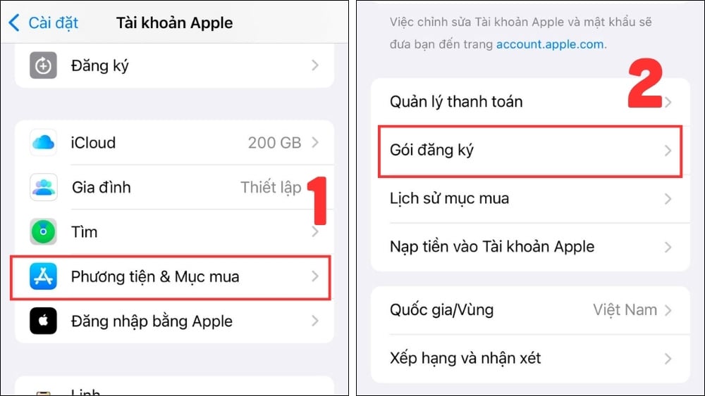 Kiểm tra các gói dịch vụ đăng ký trong Cài đặt iPhone