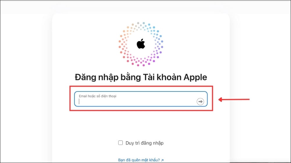 Đăng nhập iCloud bằng Apple ID trên icloud.com.