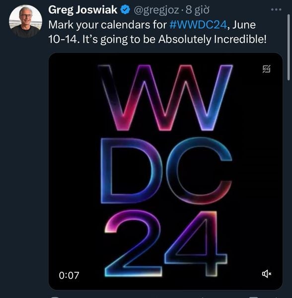 Apple công bố thời gian diễn ra sự kiện WWDC 2024