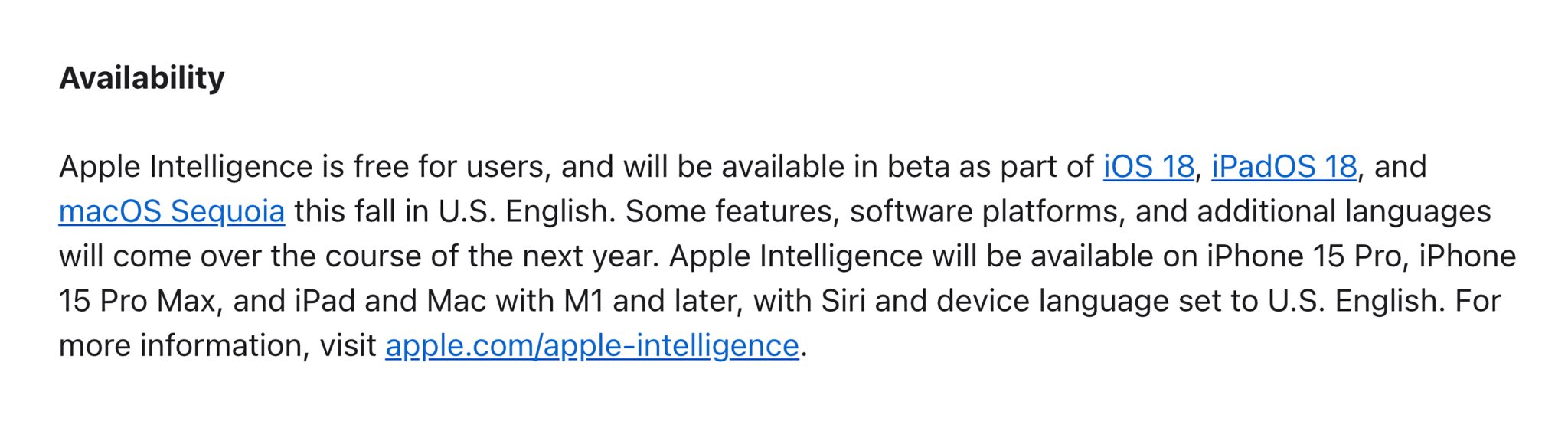 Apple Intelligence hiện tại chưa xài được khi lên iOS 18