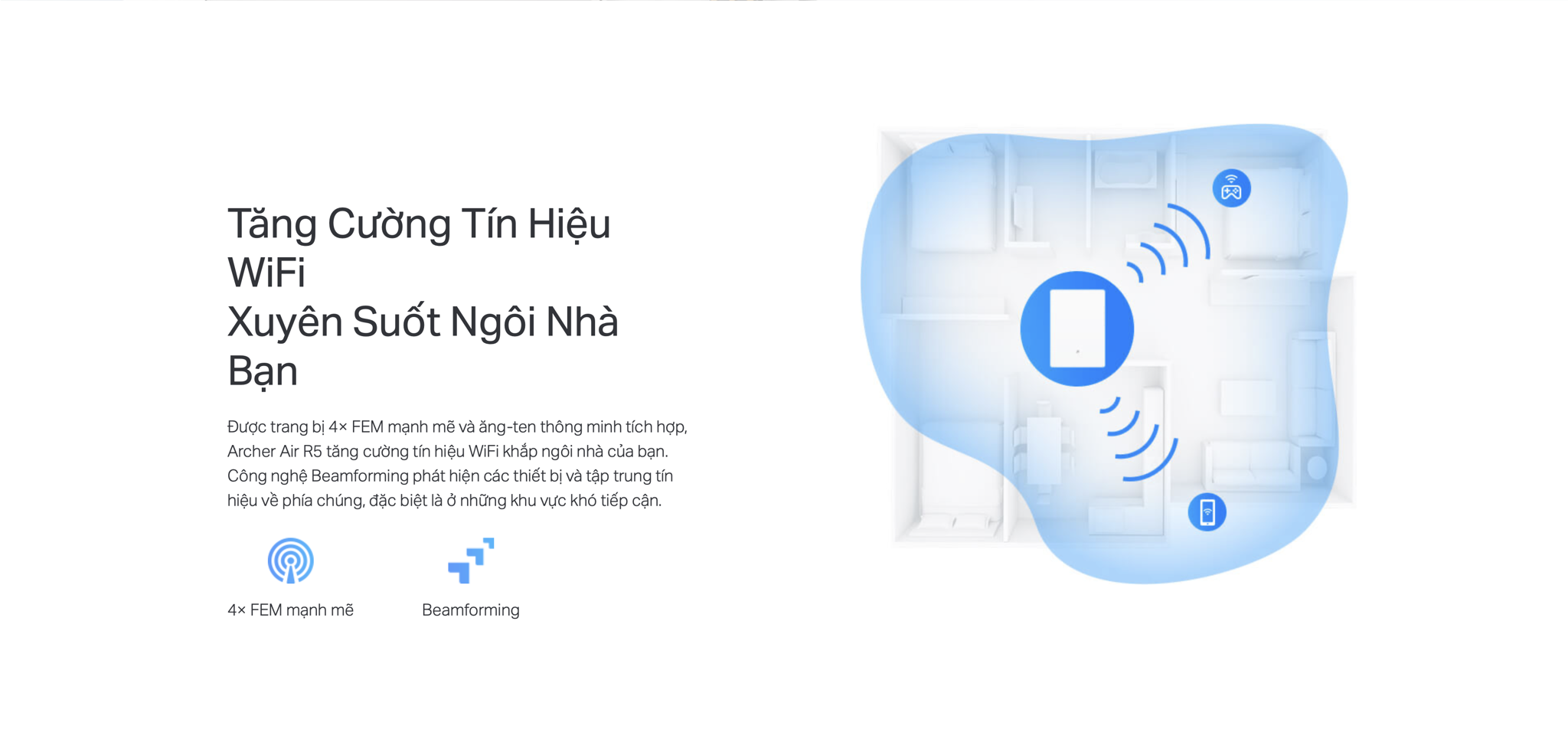 Router Wifi Tp-Link AX3000 được trang bị 4× FEM mạnh mẽ