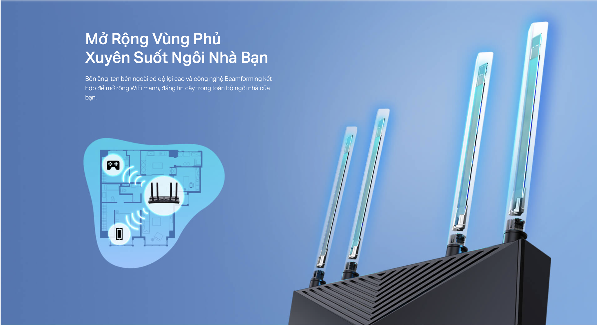 Router Wifi 6 Gigibit băng tần kép TP-Link AX3000 Archer AX53 mở rộng vùng phủ cả ngôi nhà