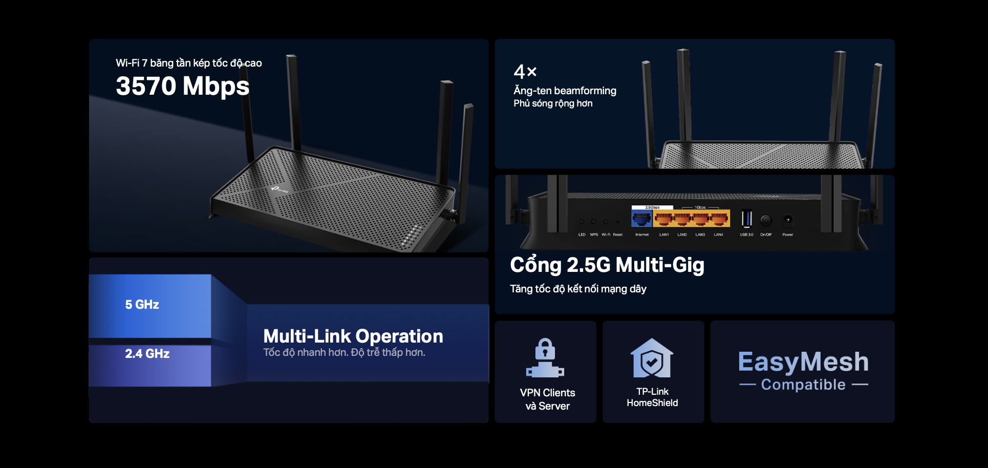 Router Wifi 7 BE3600 Tp-link Archer BE230 tốc độ cao