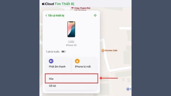 Nhấn Erase iPhone để xoá mật khẩu từ xa.