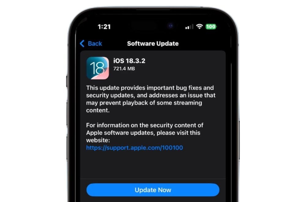 Bản cập nhật iOS 18.3.2