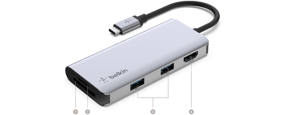 Hub chuyển đổi Belkin Multiport 5-in-1 USB-C Hub PVC002btSGY