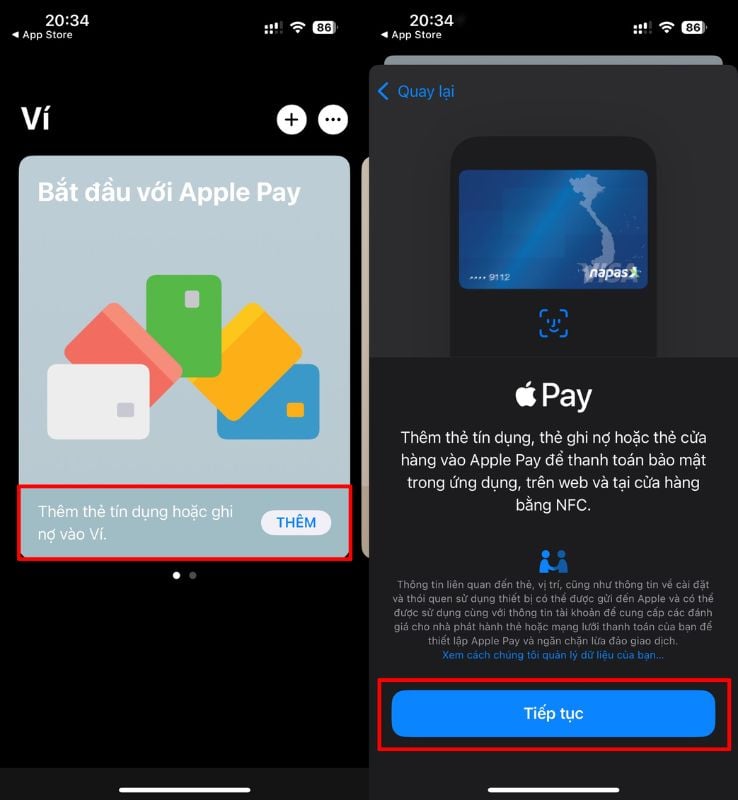 Các bước thêm thẻ NAPAS vào Apple Pay