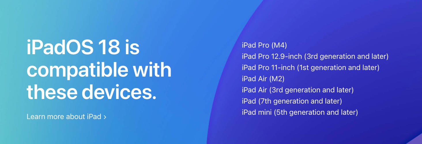 Các thiết bị có thể cập nhật iPadOS 18