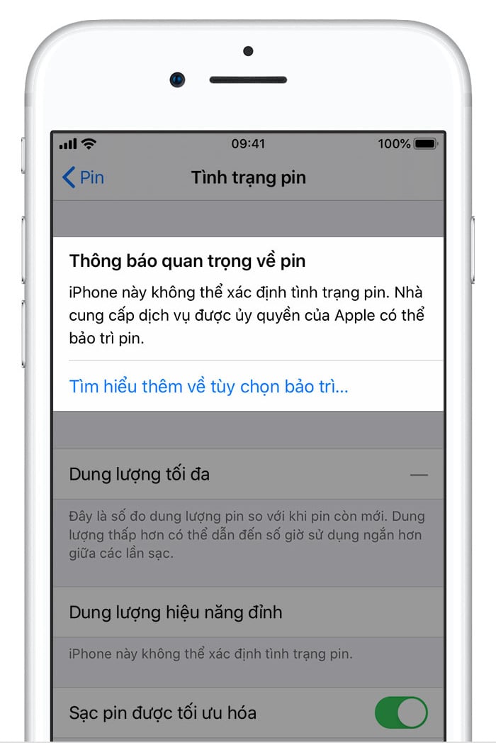 Các thông báo về tình trạng pin trên iPhone