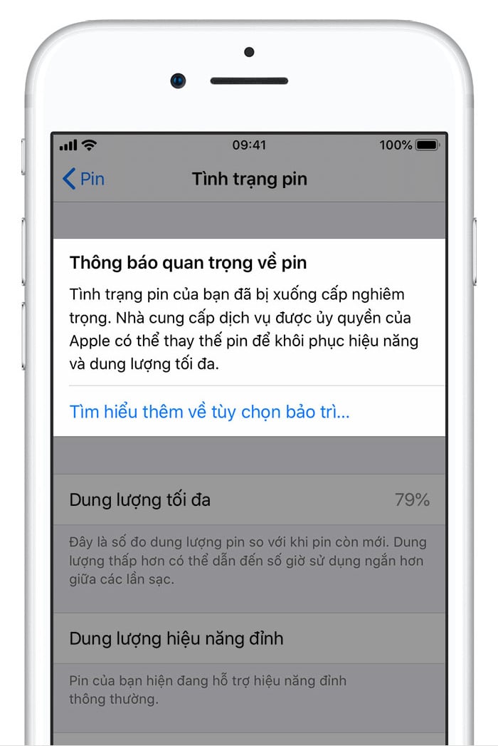 Các thông báo về tình trạng pin trên iPhone