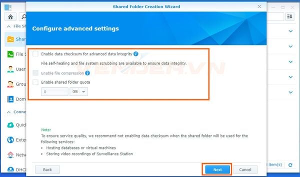 Cách tạo thư mục chia sẻ Shared Folder trên NAS Synology