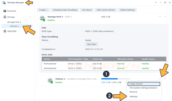 Cách xem chi tiết sử dụng Usage Details&nbsp;của volume