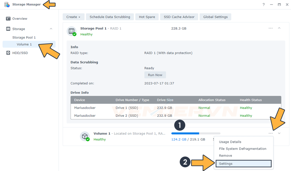 Cách xem chi tiết sử dụng Usage Details của volume