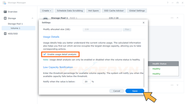 Cách xem chi tiết sử dụng Usage Details&nbsp;của volume