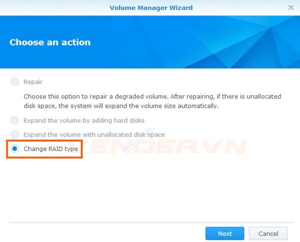 Cách thay đổi Loại RAID Volume trên NAS Synology