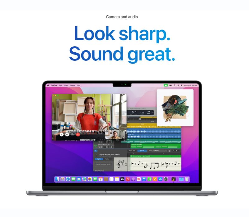 MacBook Air M2 13 inch sở hữu Webcam FaceTime HD 1080p với chất lượng hình ảnh sắc nét