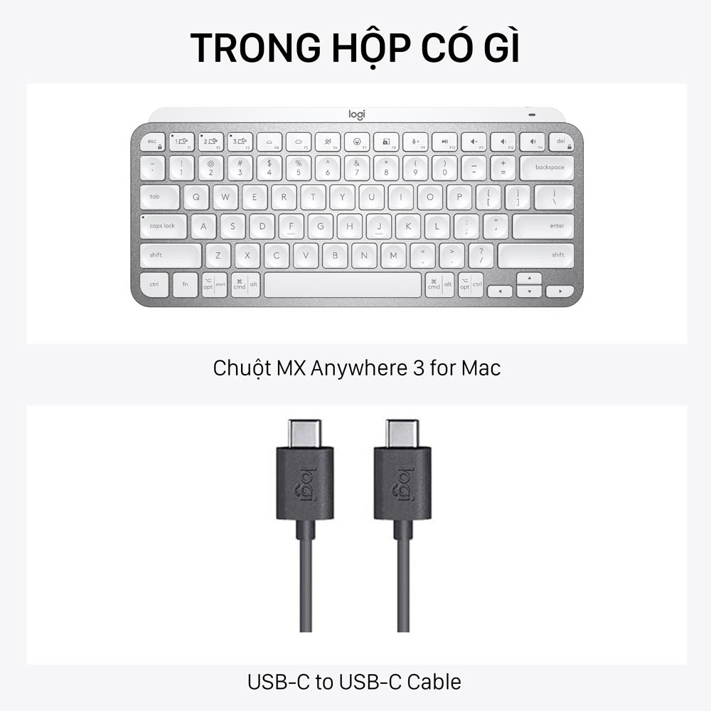 Trong hộp Bàn phím không dây Logitech MX Keys Mini For Mac có gì