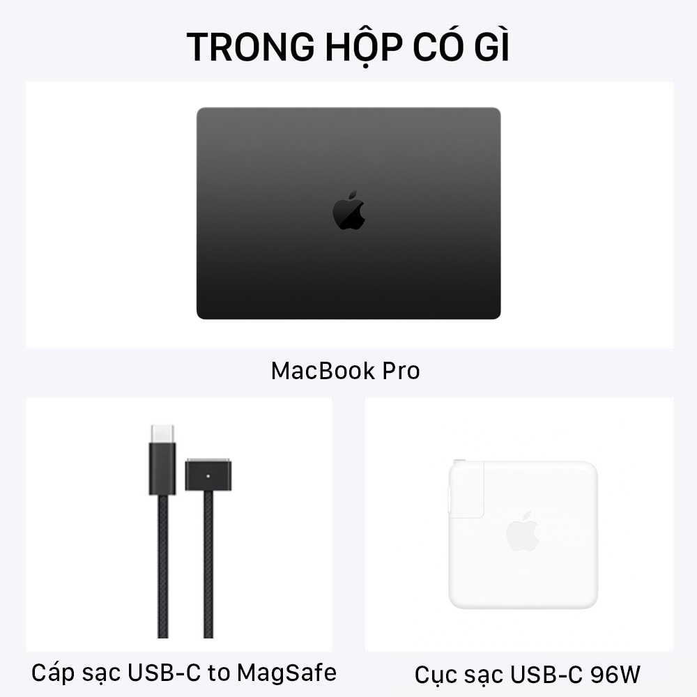 Trong hộp MacBook Pro 14-inch M3 chính hãng Việt Nam