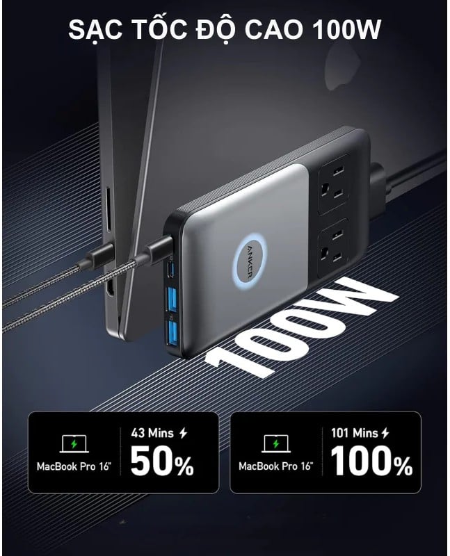 Đế sạc Anker 727 A9126 có công suất sạc đầu ra 100W