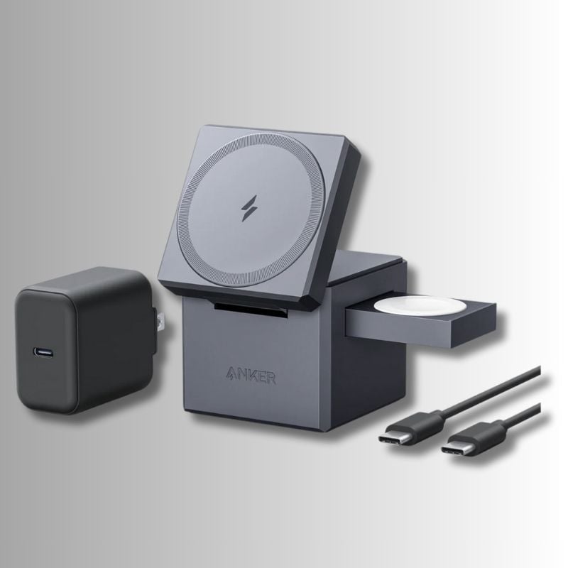 Đế sạc Anker 737 MagSafe Cube 3-in-1 với thiết kế hình lập phương tinh xảo