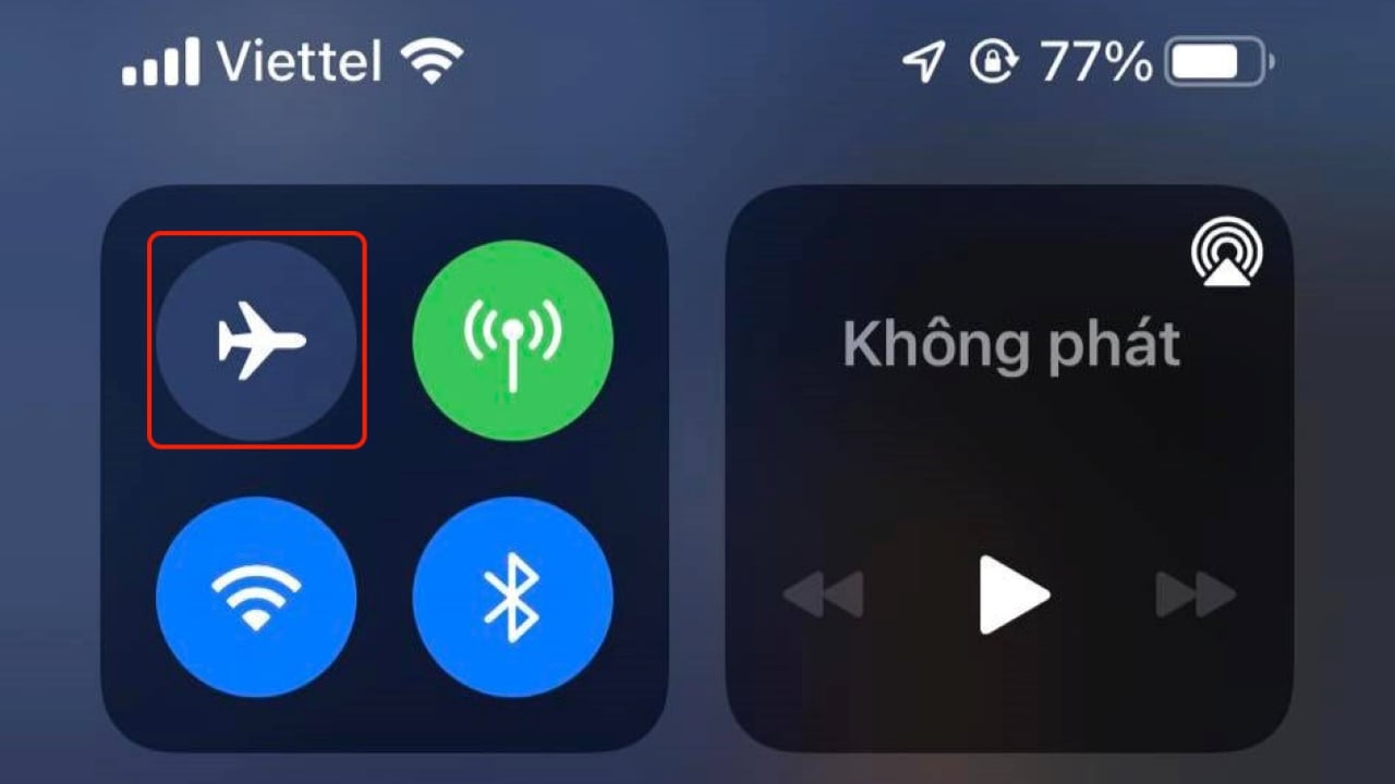 Bật chế độ máy bay và tắt kết nối không dây