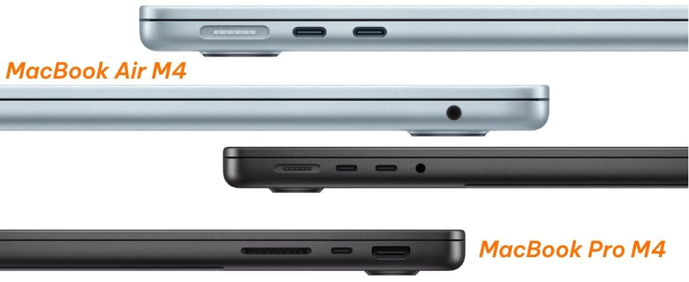 So sánh MacBook Air M4 với MacBook Pro M4
