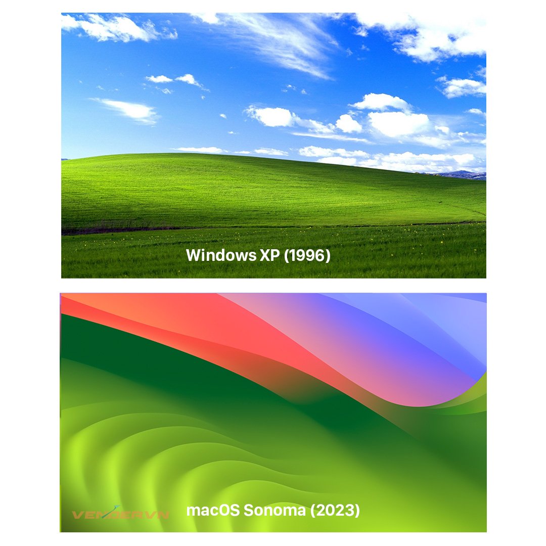 Hình nền macOS Sonoma mới nhìn rất quen  Gợi nhớ đến Windows XP  Vender