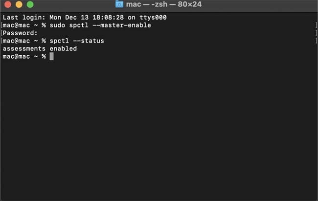 Hướng dẫn bật Gatekeeper trên macOS