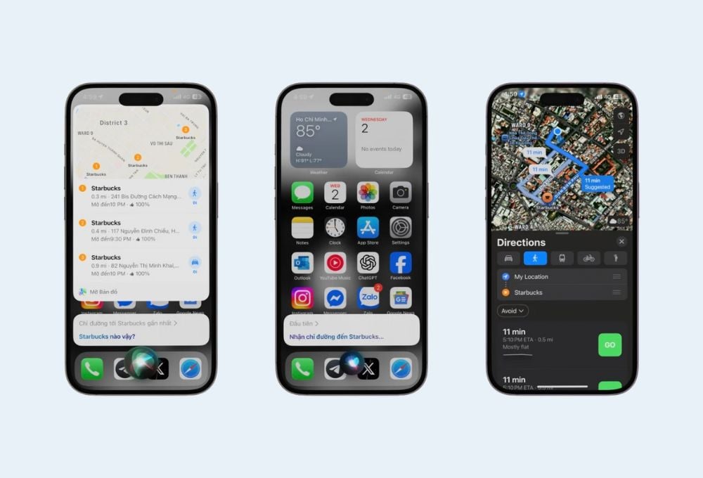 Siri tiếng Việt giúp chỉ đường và xác định vị trí