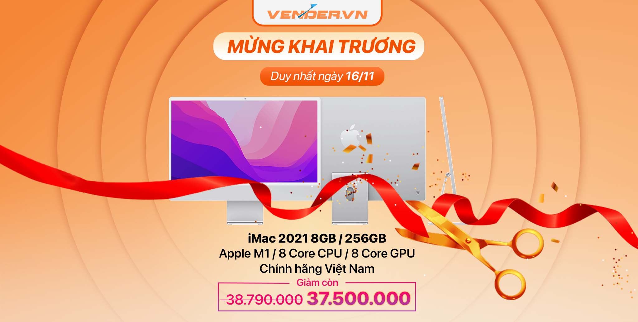Vender Tưng bừng khai trương, mua sản phẩm Apple giá rẻ nhất