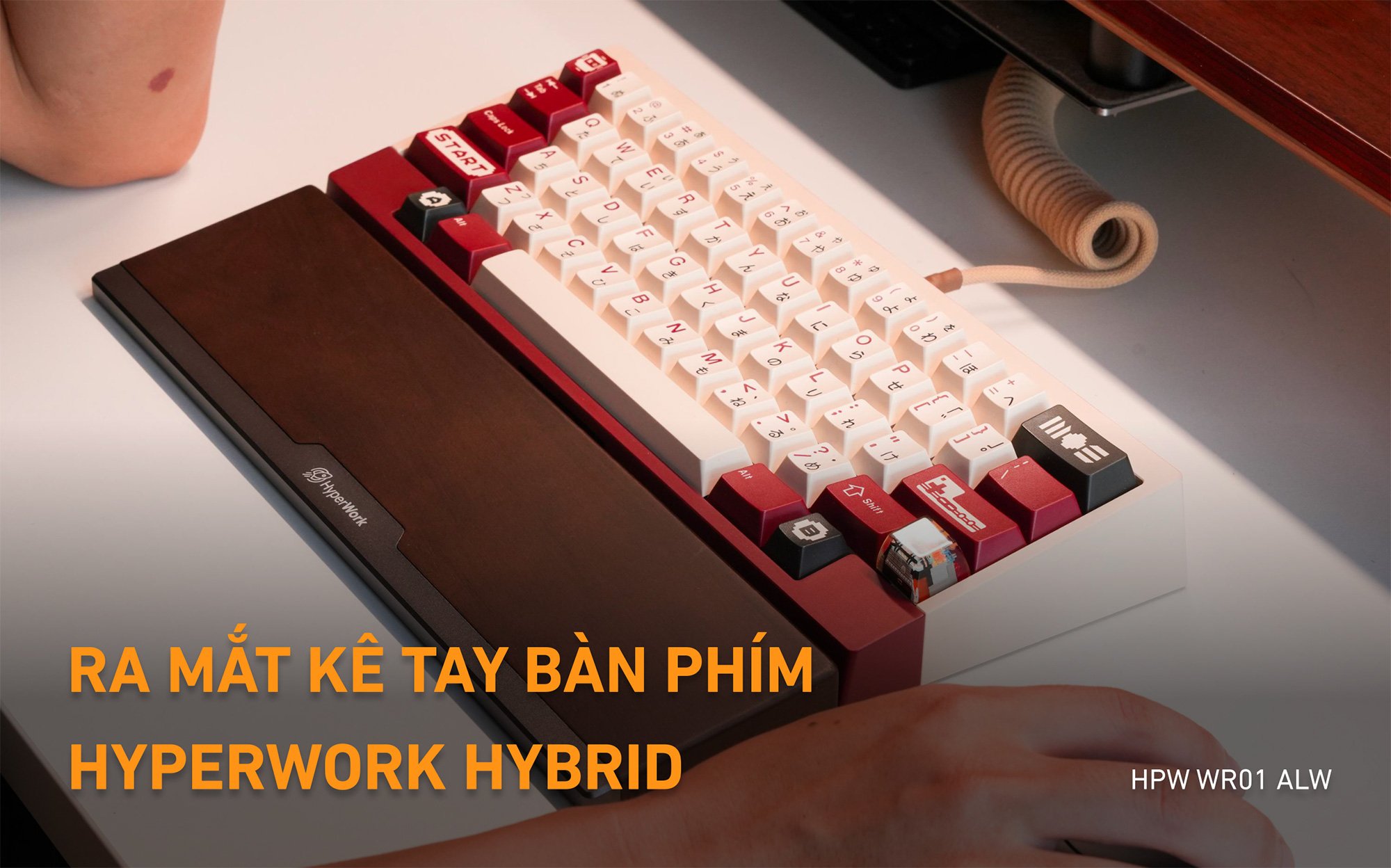 Kê tay bàn phím cơ HyperWork Hybrid Gỗ kết hợp nhôm CNC