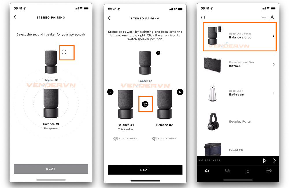 Kết nối 2 loa B&O Beosound Balance