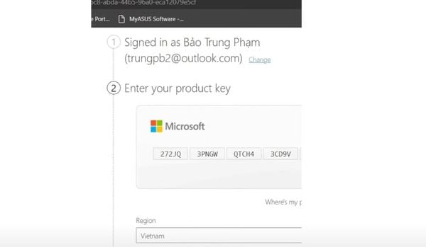 Nhập Product Key để kích hoạt Key lên tài khoản Microsoft
