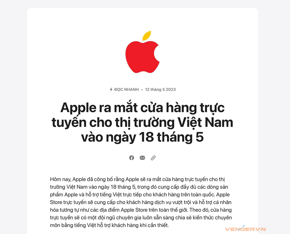 Khai trương Apple Store tại Việt Nam vào ngày 18/5 tới