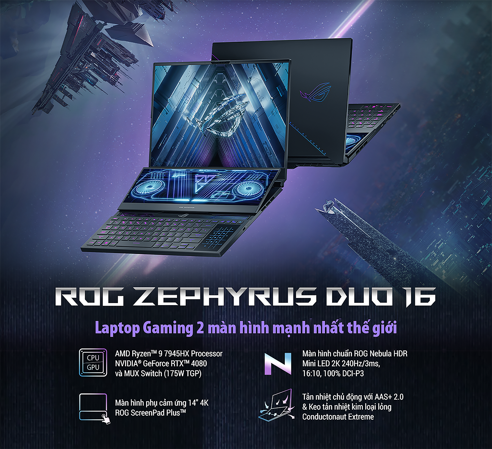Laptop gaming ASUS ROG Zephyrus Duo 16 inch GX650PZ-NM031W