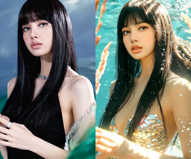 Lisa gây ấn tượng với video biến hình thành nàng tiên cá