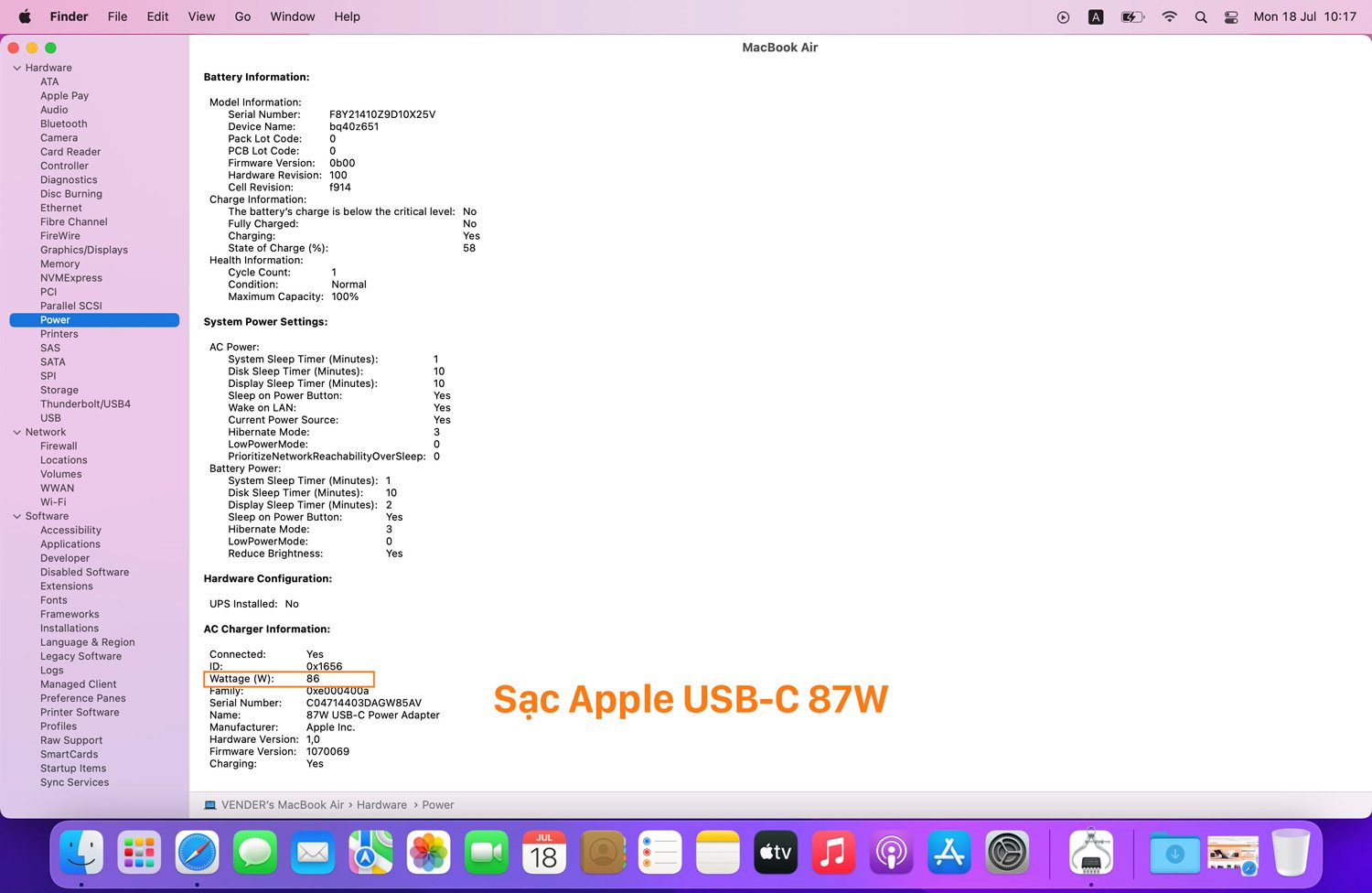 MacBook Air M2 có công suất sạc tối đa bao nhiêu? Sử dụng sạc 140W được không?