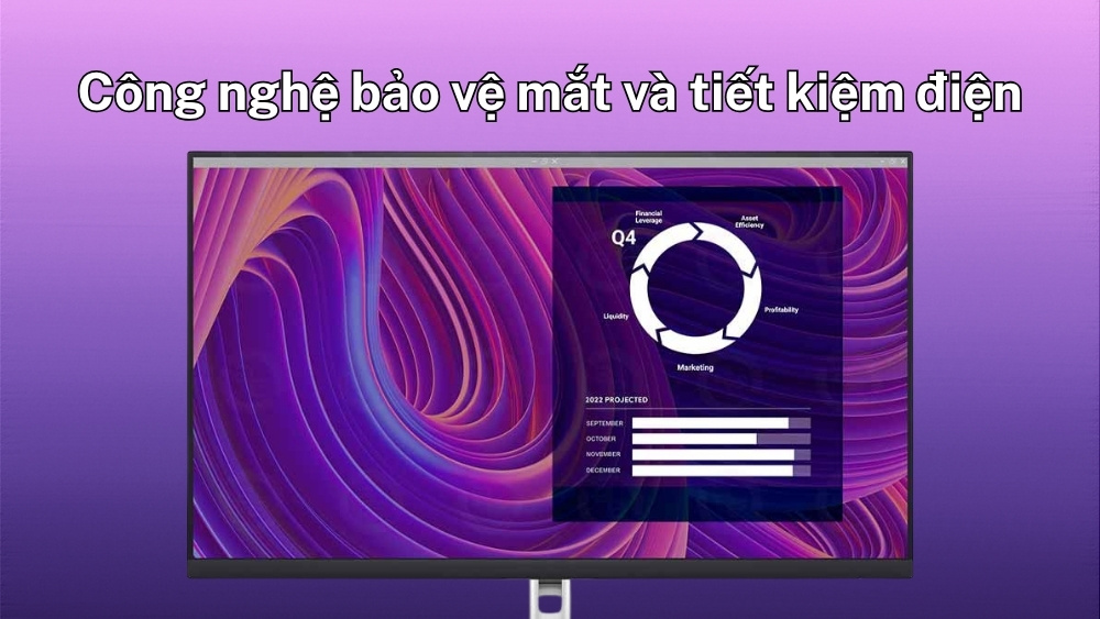 Màn hình Dell P2725D giúp bảo vệ mắt, tiết kiệm điện.