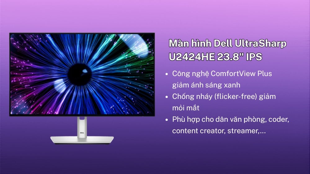 Màn hình Dell UltraSharp U2424HE với công nghệ ComfortView Plus.