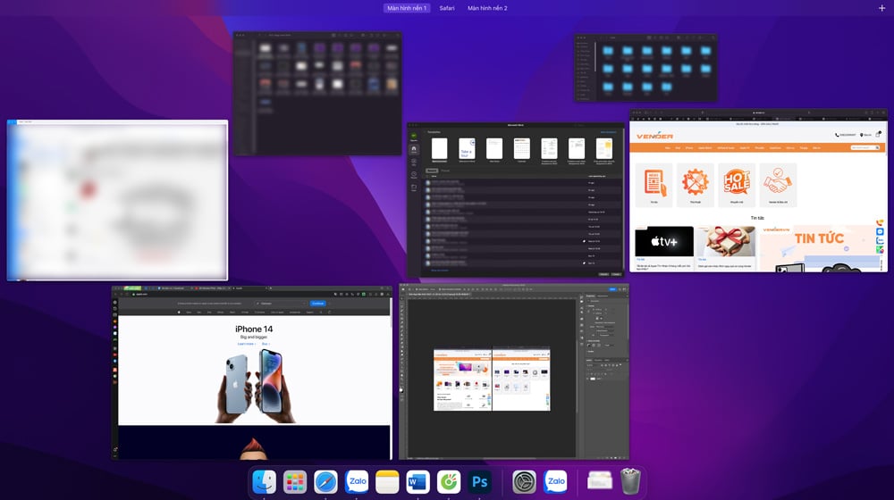 Cách xem tất cả cửa sổ máy Mac đang bật