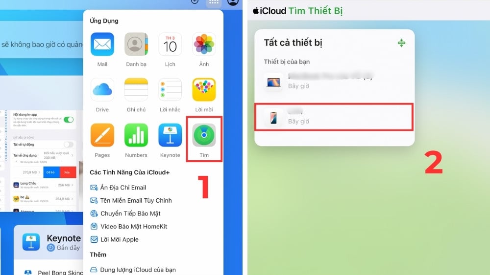 Chọn Find My iPhone và danh sách All Devices.