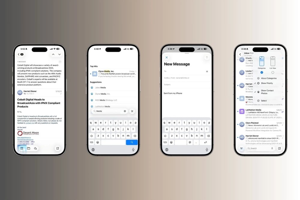 Ứng dụng mail trên bản cập nhật iOS 26