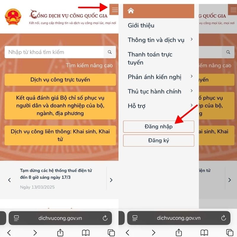 Đăng nhập cổng dịch vụ công để đổi GPLX