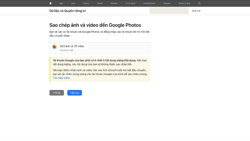Lưu ý khi chuyển hình ảnh, video từ iCloud qua Google Photos