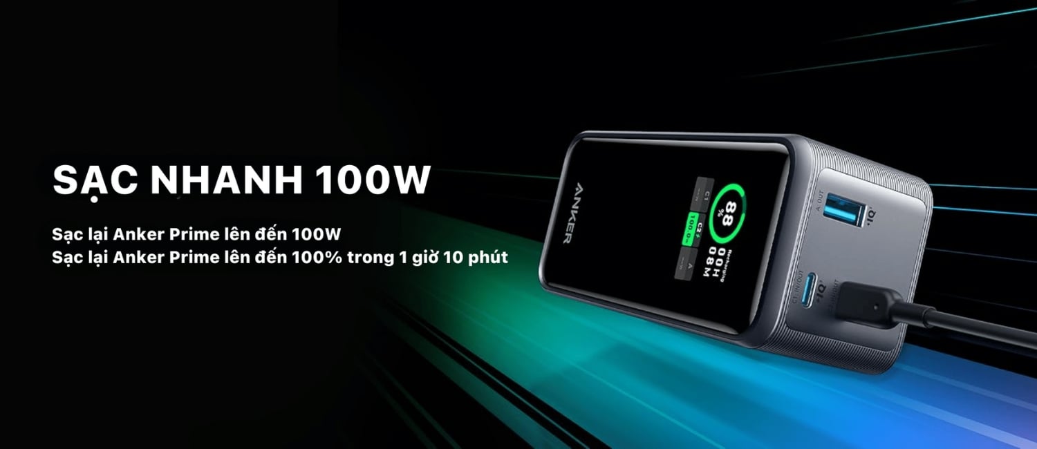 Chế độ sạc nhanh tối đa 100W